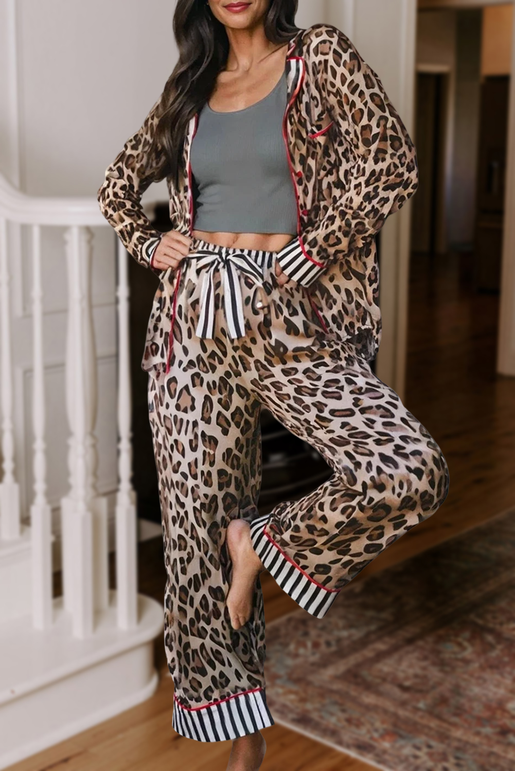 Leopard Striped Shirt & Pants Pajama