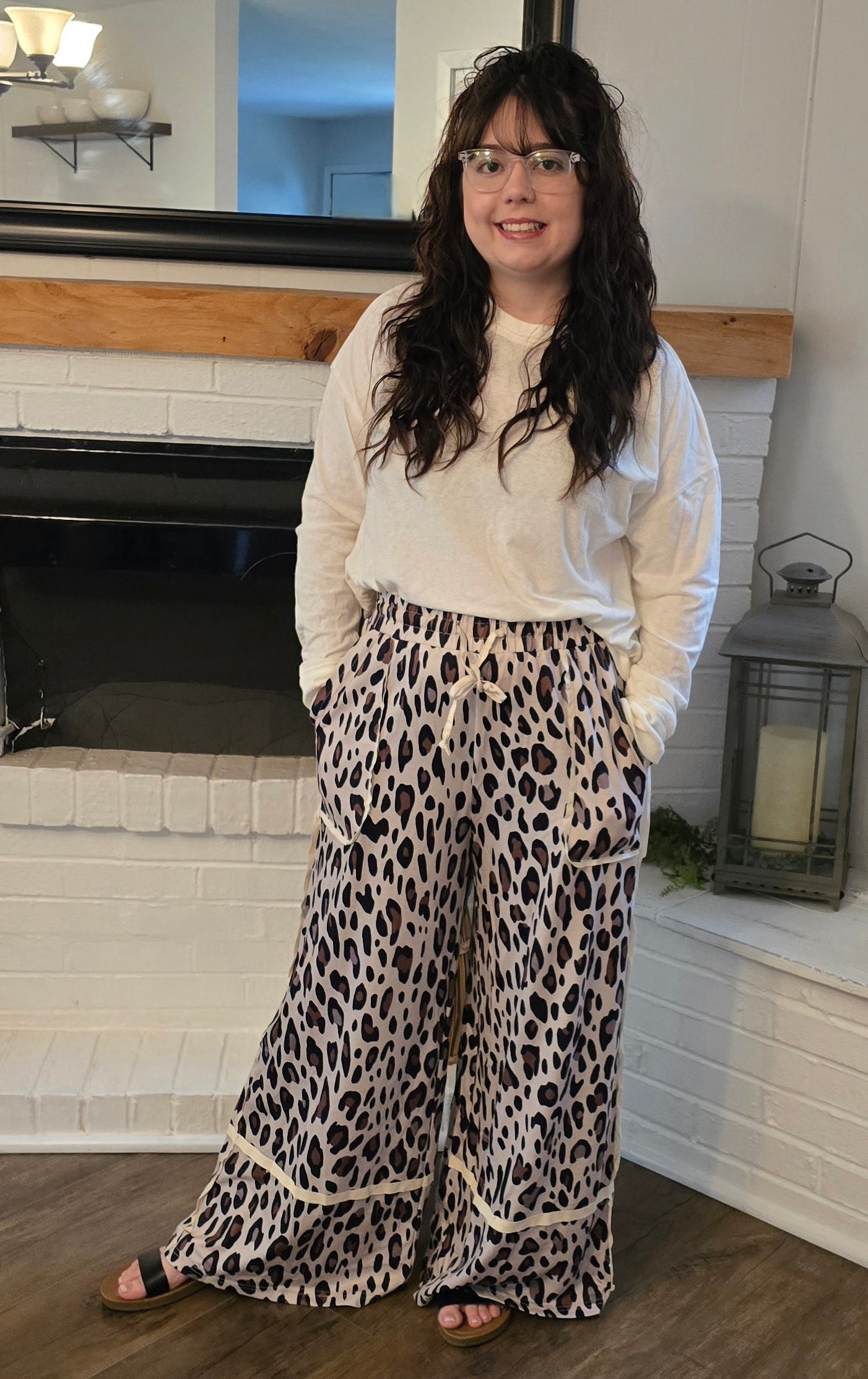 Leopard Wide Leg Cropped Pants