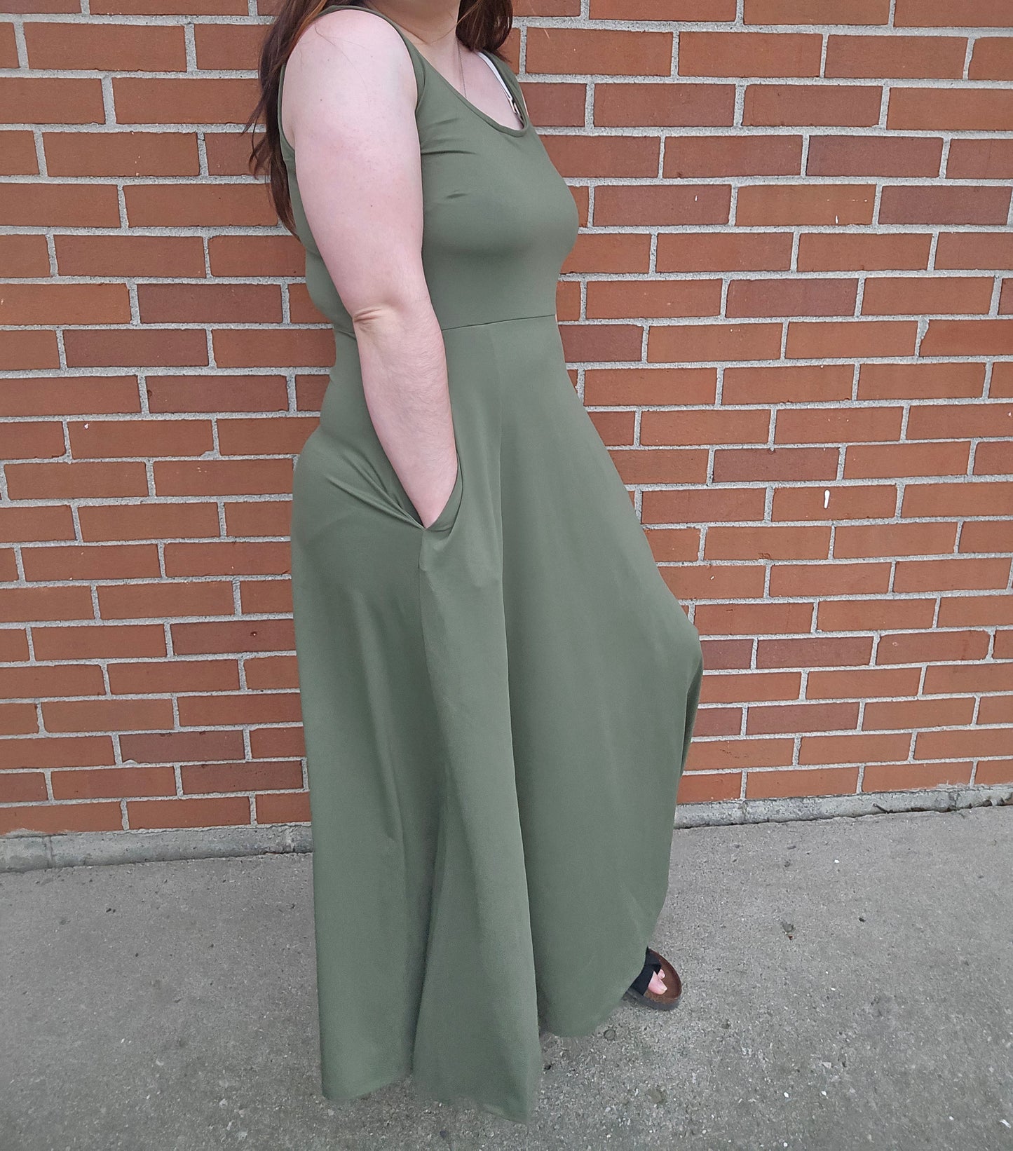 Casual Solid Side Split Midi Dress